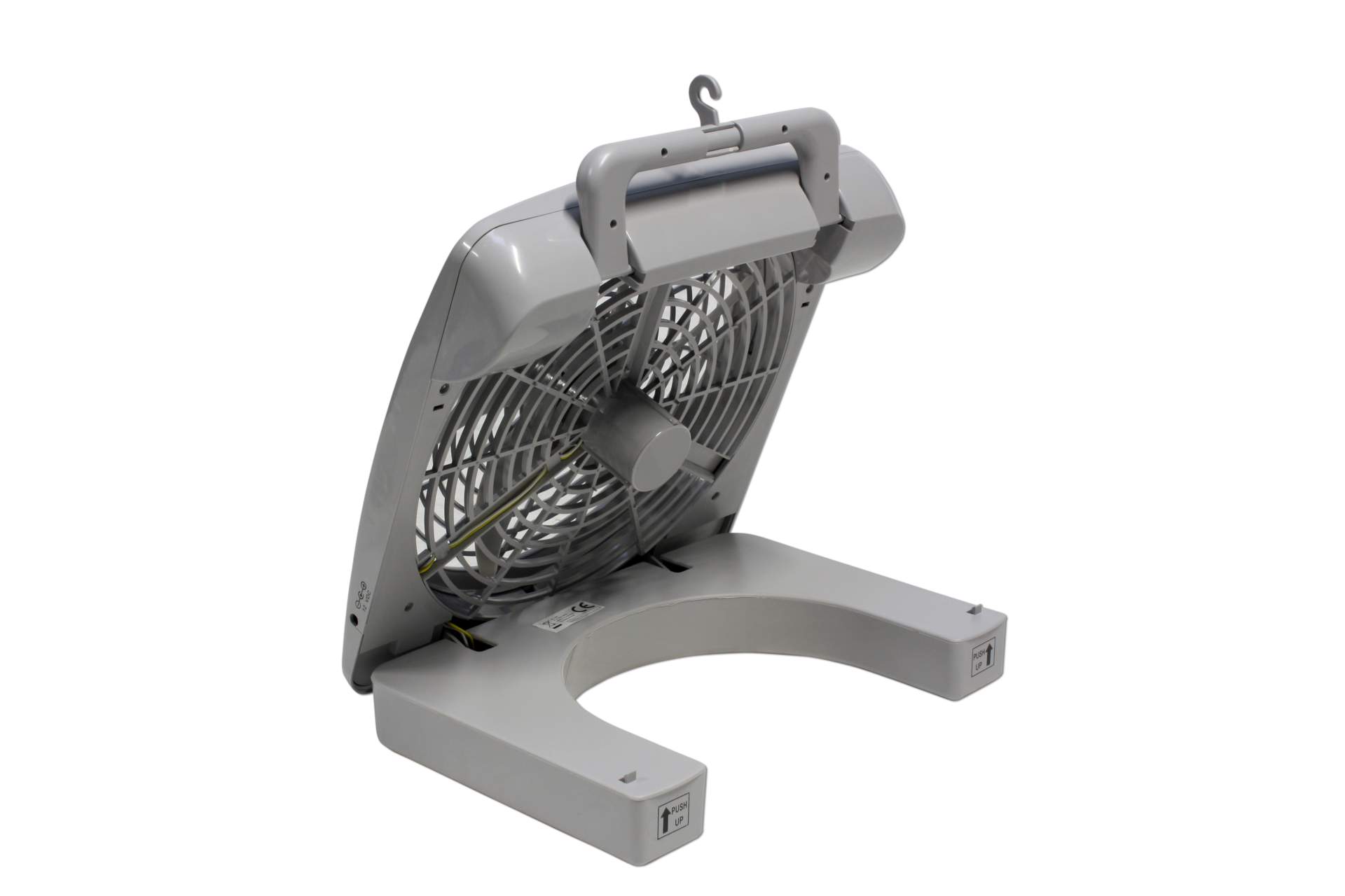 Ventilator grau Boden tragbar klappbar Batterie Betrieb 12 Volt