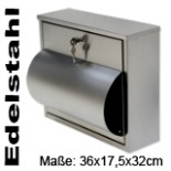 Briefkasten Edelstahl mit Zeitungsfach vorne