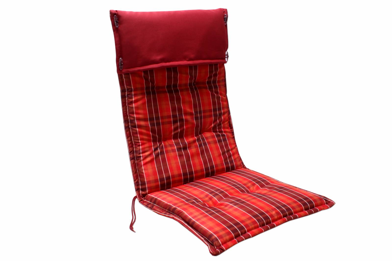 Auflage Gartenstuhl BORKUM grau / rot kariert Hochlehner Stuhl Sessel