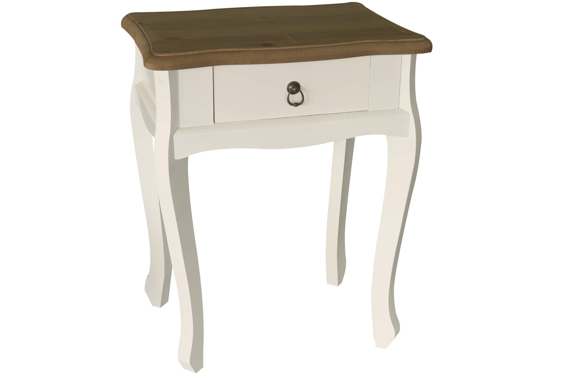 Beistelltisch mit Schublade & Ablage 57 cm weiss braun Tisch